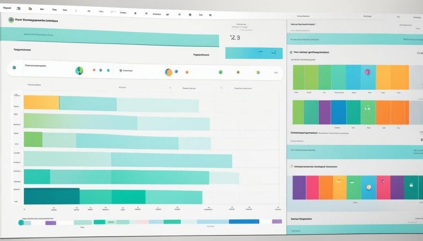comprehensive learning analytics dashboard with colorful charts showing progress metrics and achievement visualization