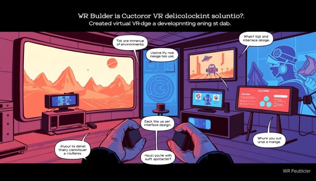 Create an image representing VR Builder's Unity-based development for custom VR solutions.