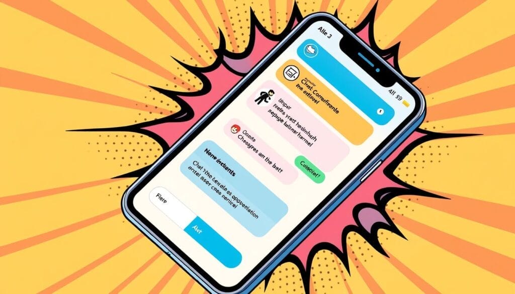 Generate an image of a chatbot interface on a mobile device, with a friendly and approachable design.