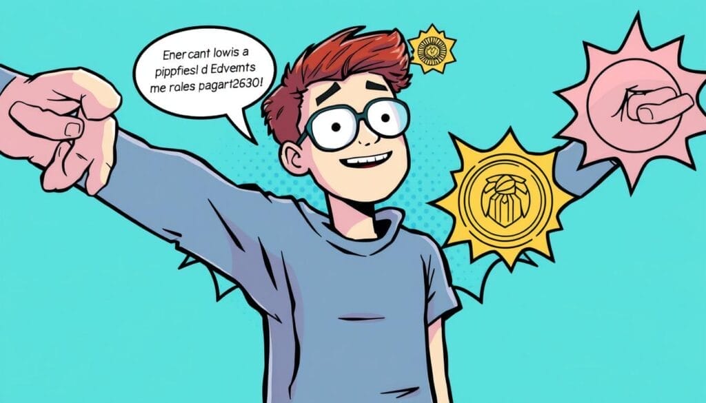 Generate an image of a student using Edvance360 to create a personal learning environment, with ePortfolios and badges.
