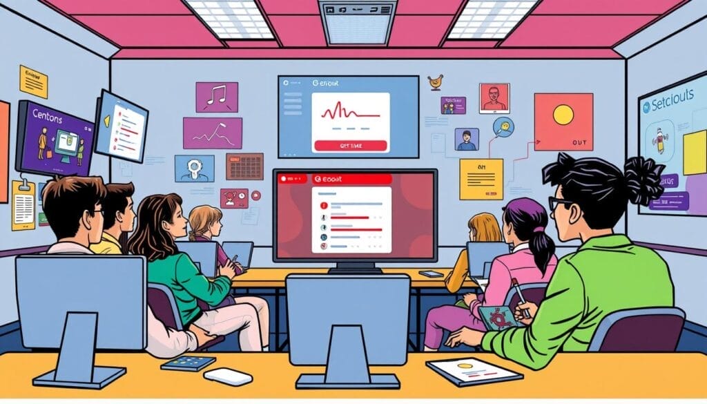 Generate an image of a virtual classroom with students participating in a Livestorm interactive poll.
