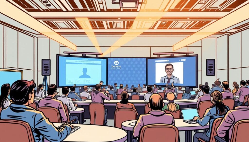 Generate an image of an intuitive end-to-end virtual event platform.