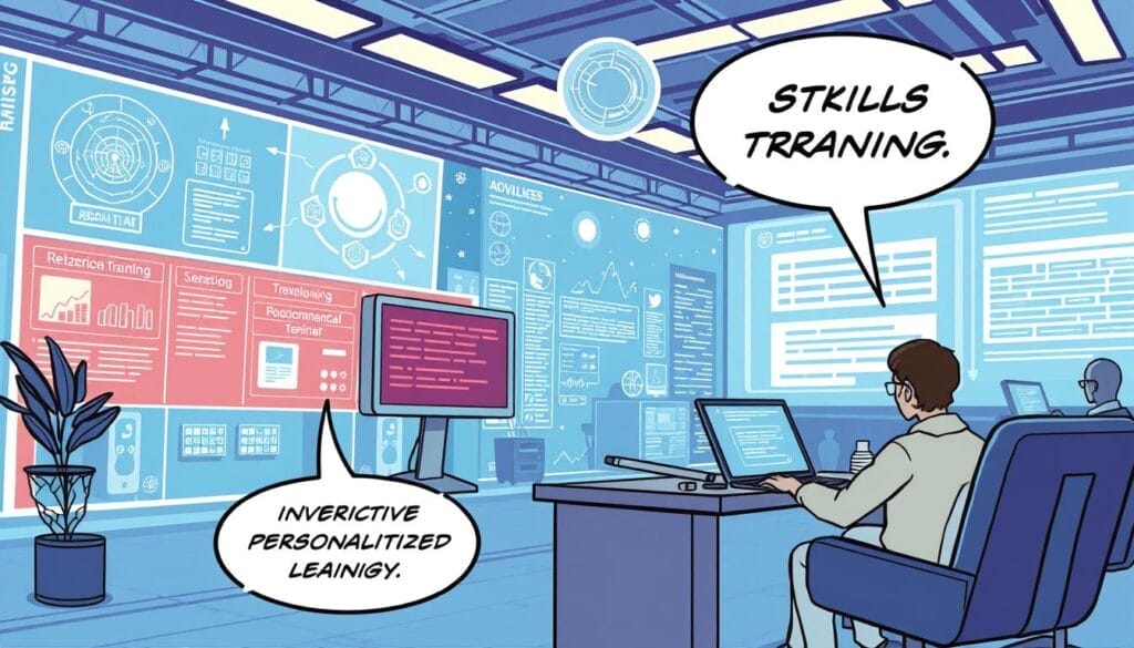 Generate an image representing adaptive AI in skills training