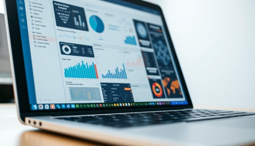 A close-up of a laptop or desktop computer screen, displaying a Hyperspace-branded data visualization dashboard. The screen shows various charts, graphs, and data points, representing the complexities and nuances of data quality. The foreground is in sharp focus, while the background is slightly blurred, conveying a sense of depth and emphasis on the data analysis. The lighting is soft and natural, creating a professional and sleek atmosphere. The overall impression is one of careful data scrutiny and the potential limitations that can arise from data dependency.