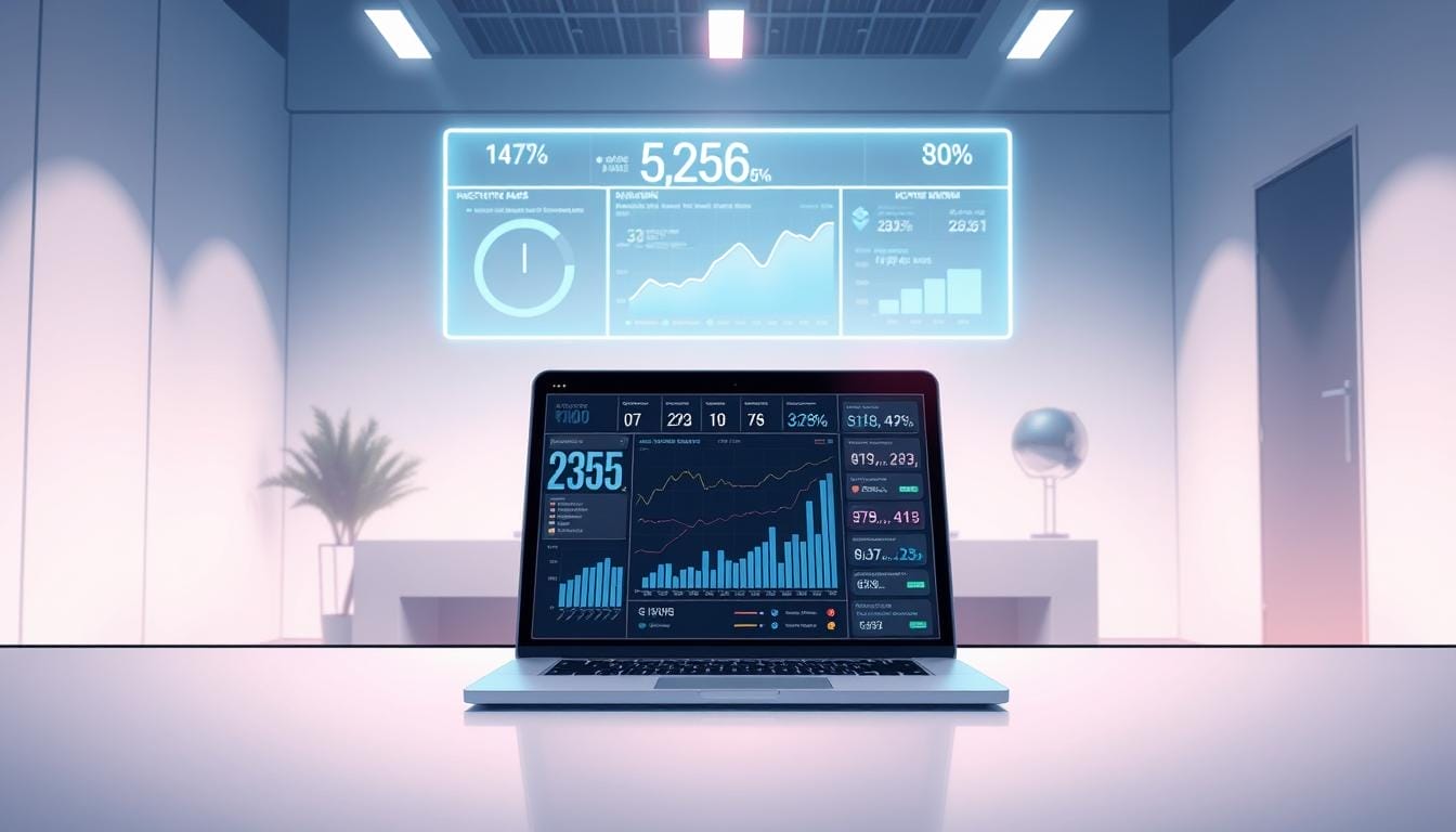 A sleek, futuristic interface showcasing the cutting-edge "Hyperspace" sales performance AI. In the foreground, a stylized dashboard displays real-time sales data, KPIs, and predictive analytics. The middle ground features a laptop or mobile device, its screen revealing insightful sales forecasts and recommendations. In the background, a minimalist office setting with clean lines and a hint of holographic technology, creating an atmosphere of sophisticated, data-driven sales optimization. Soft, directional lighting accentuates the modern, high-tech aesthetic. The overall impression is one of a powerful, intuitive AI-driven sales platform that unlocks unprecedented business potential.