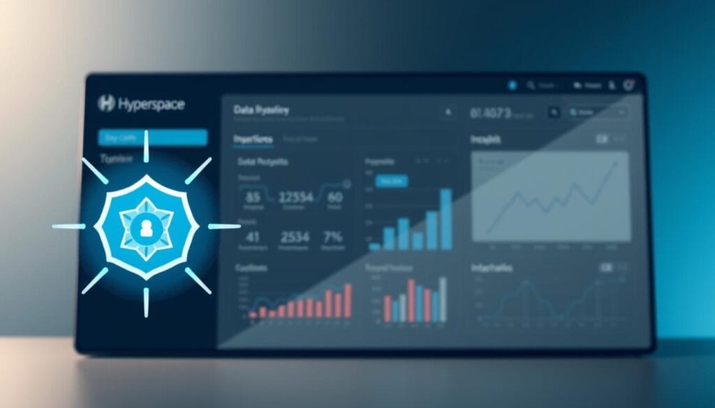 A sleek, minimalist desktop interface showcasing a Hyperspace CRM dashboard. In the foreground, a stylized data integrity icon symbolizes best practices - clean, secure data flows seamlessly between integrated systems. In the middle ground, interactive charts and graphs visualize CRM metrics, highlighting data quality and reliability. The background features a subtle Hyperspace logo, conveying a sense of enterprise-grade AI-powered sales optimization. Soft, directional lighting creates depth and a professional, polished aesthetic. The overall tone is one of sophisticated data-driven decision making, empowering sales teams to unlock their full potential.