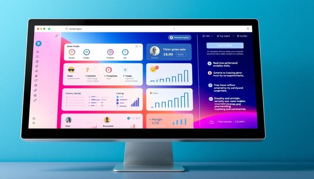 A sleek, modern desktop display showcasing the intuitive user interface of Hyperspace, an AI-powered sales training software. The screen features a clean, minimalist design with vibrant, high-resolution graphics. On the display, we see a range of customizable modules, including interactive sales scripts, real-time performance analytics, and personalized coaching recommendations. The software's elegant typography and color palette create a professional, yet approachable aesthetic. The overall scene conveys a sense of efficiency, productivity, and the power of AI-driven sales enablement.