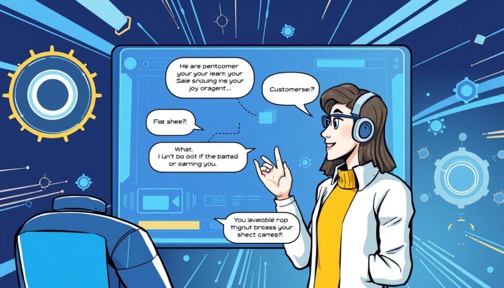An image representing Sales Conversation AI in action, with a digital interface showing a conversation between a customer and an AI agent.