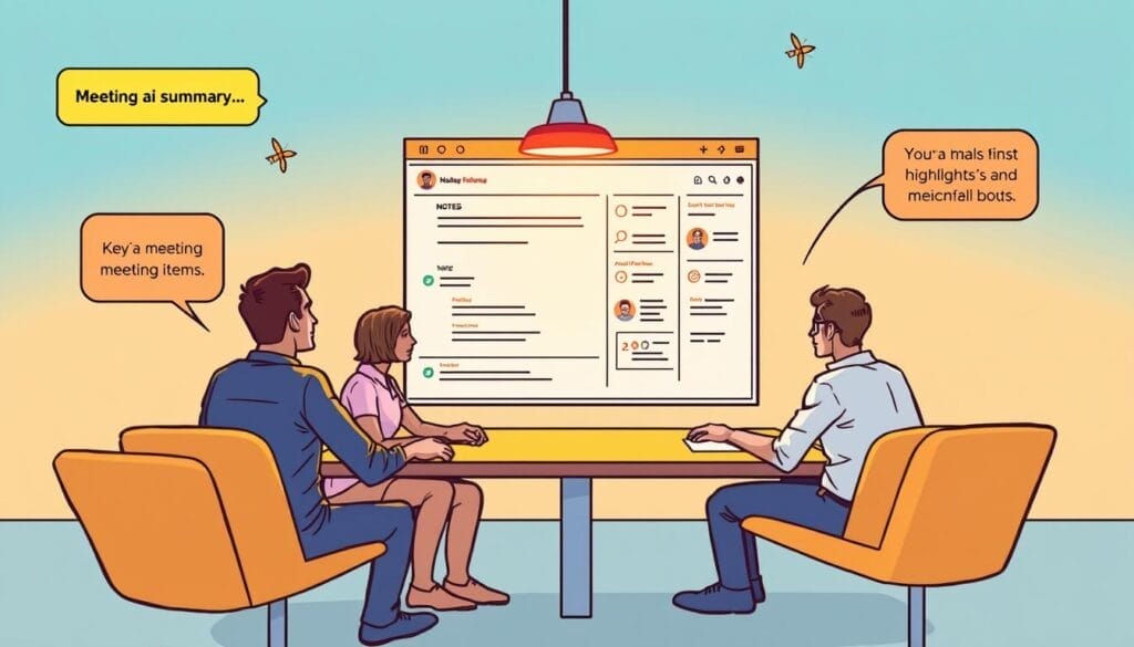 Generate an image of Fireflies.ai's meeting summary feature