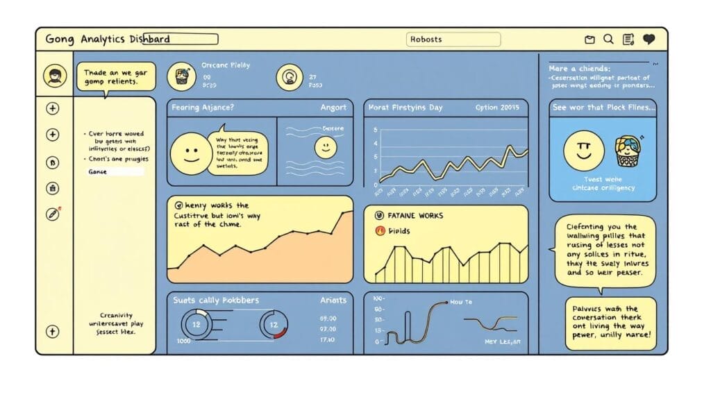 Generate an image of Gong's analytics dashboard showing conversation intelligence insights.