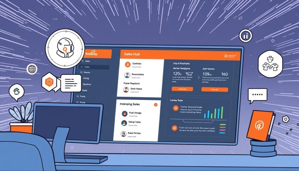 Generate an image of HubSpot Sales Hub interface showing its AI training features.
