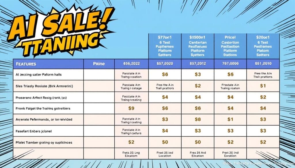 Generate an image of a comparison chart for AI sales training platforms