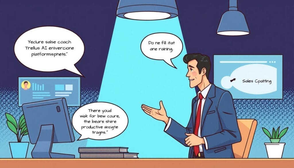 Generate an image of a sales coach using Trellus AI sales coaching platform.