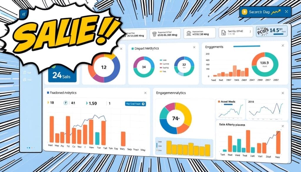 Generate an image of a sales dashboard with AI-driven lead scoring and engagement analytics.