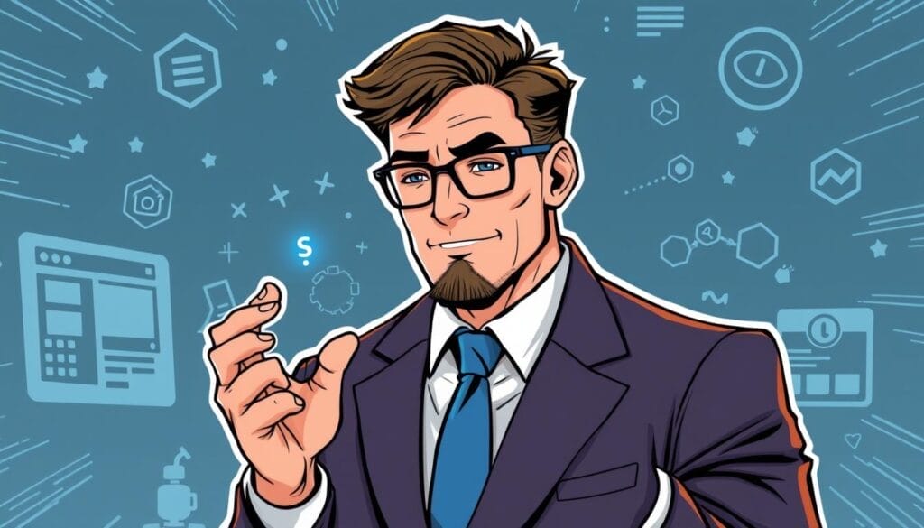 Generate an image of a sales professional using AI-powered tools to create personalized sales content.