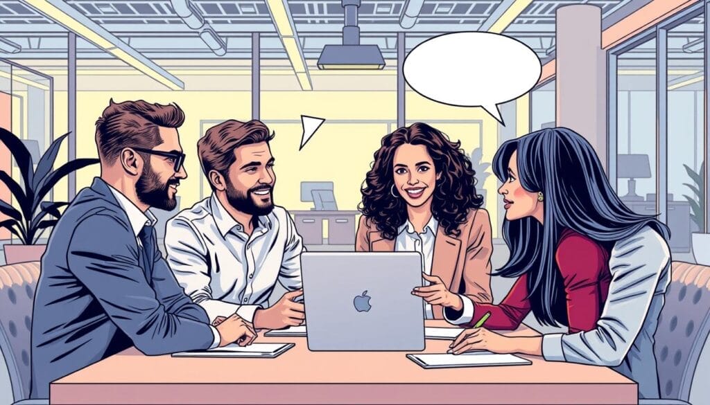 Generate an image of a sales team using Hyperspace's AI-powered conversation platform