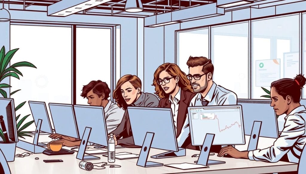 Generate an image of a sales team using Pipedrive to manage their sales pipeline and track deal progress.