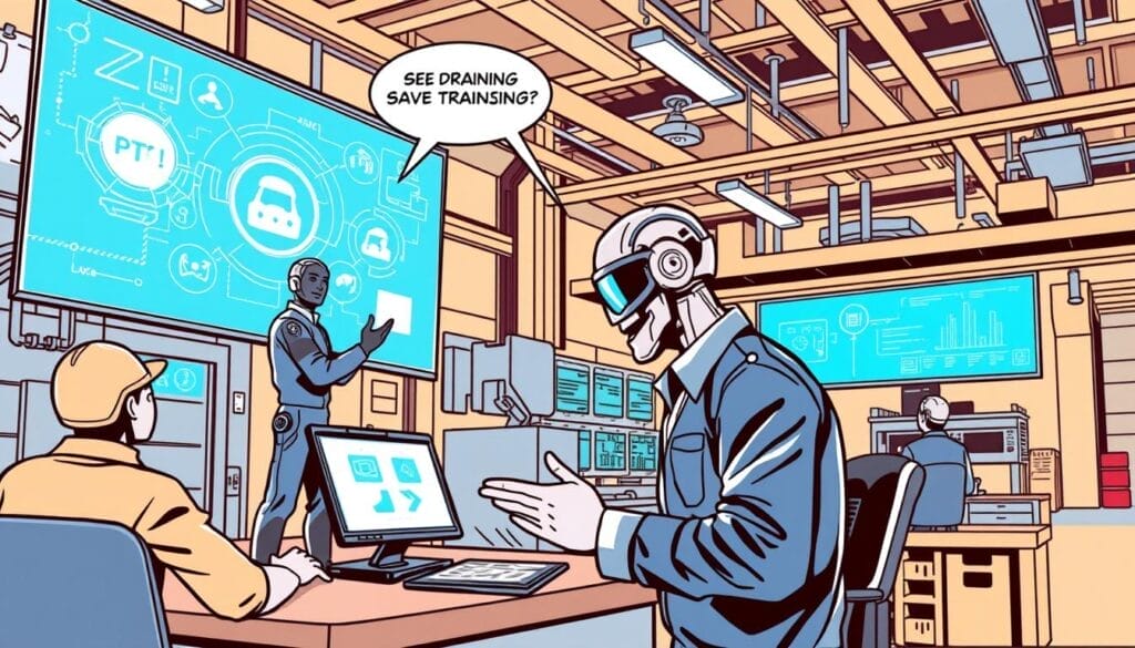 Generate an image representing AI-powered sales training in the manufacturing industry
