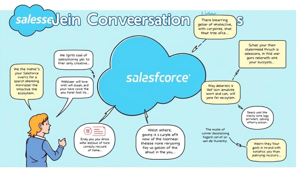 Generate an image representing Einstein Conversation Insights within the Salesforce ecosystem.