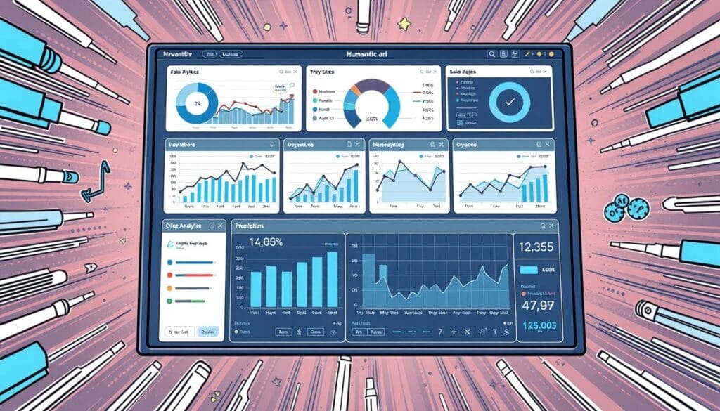 Generate an image representing Humantic.ai's AI-driven sales analytics dashboard.