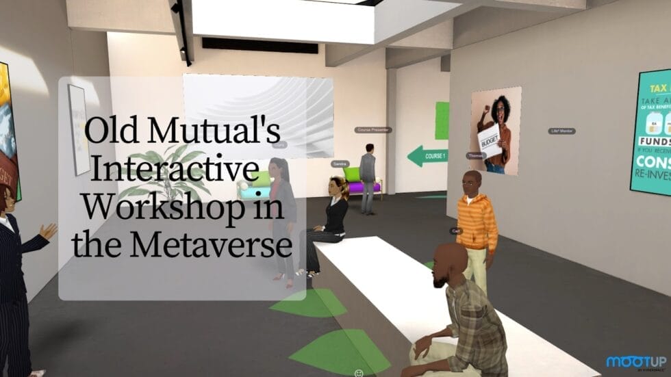 Participants engaging in Old Mutual’s interactive financial workshop inside the MootUp by Hyperspace web-based Metaverse platform